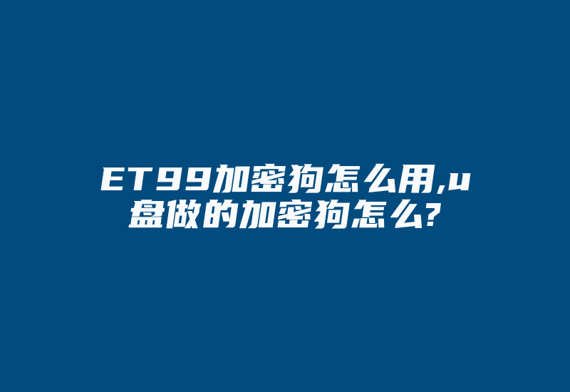 ET99加密狗怎么用,u盘做的加密狗怎么?-加密狗模拟网