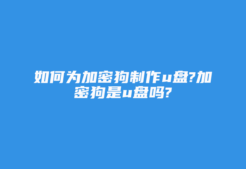 如何为加密狗制作u盘?加密狗是u盘吗?-加密狗模拟网