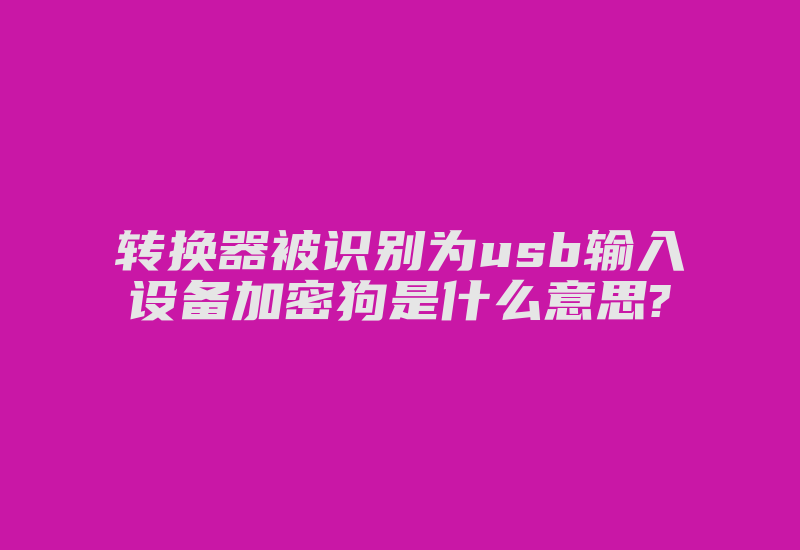 转换器被识别为usb输入设备加密狗是什么意思?-加密狗模拟网