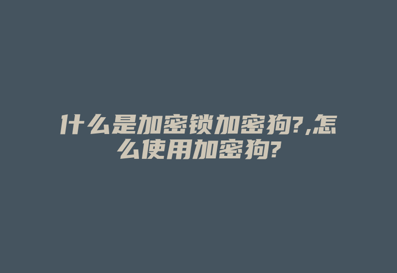 什么是加密锁加密狗?,怎么使用加密狗?-加密狗模拟网