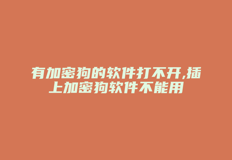 有加密狗的软件打不开,插上加密狗软件不能用-加密狗模拟网