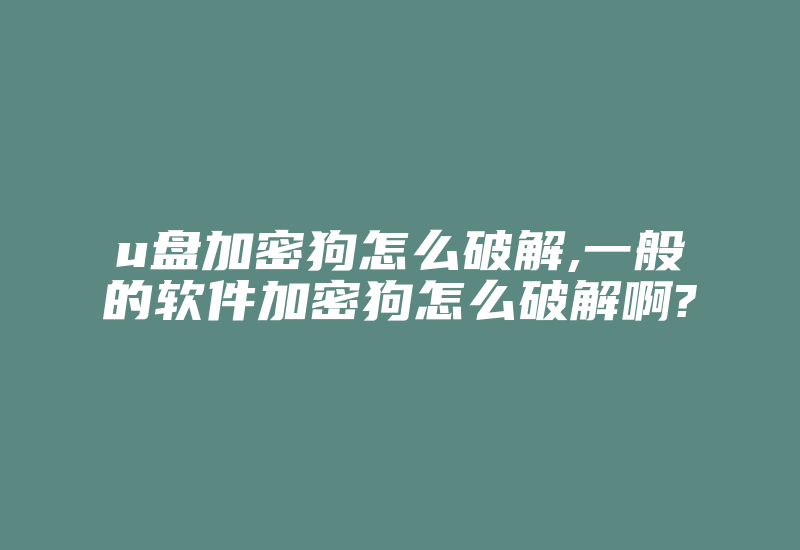 u盘加密狗怎么破解,一般的软件加密狗怎么破解啊?-加密狗模拟网