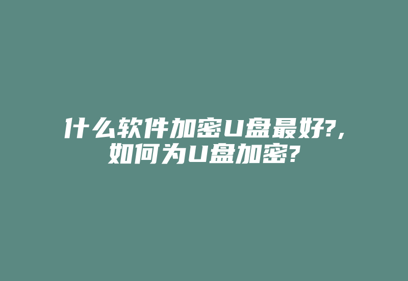 什么软件加密U盘最好?,如何为U盘加密?-加密狗模拟网