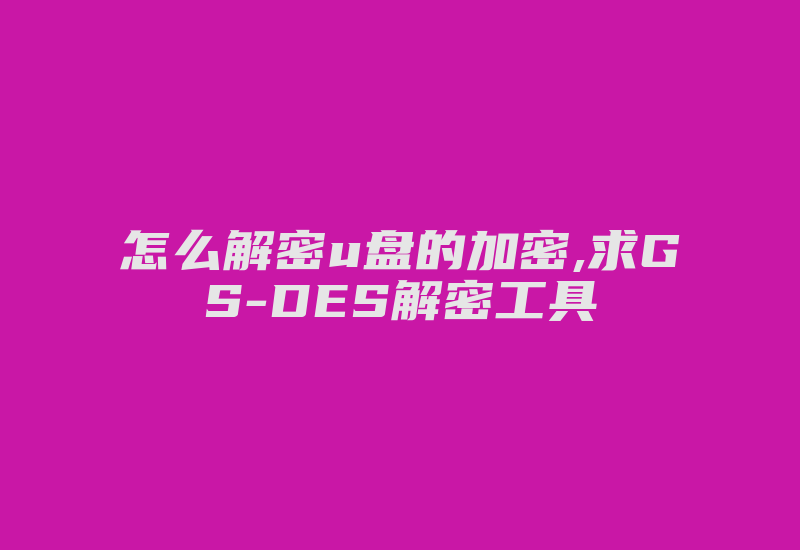 怎么解密u盘的加密,求GS-DES解密工具-加密狗模拟网