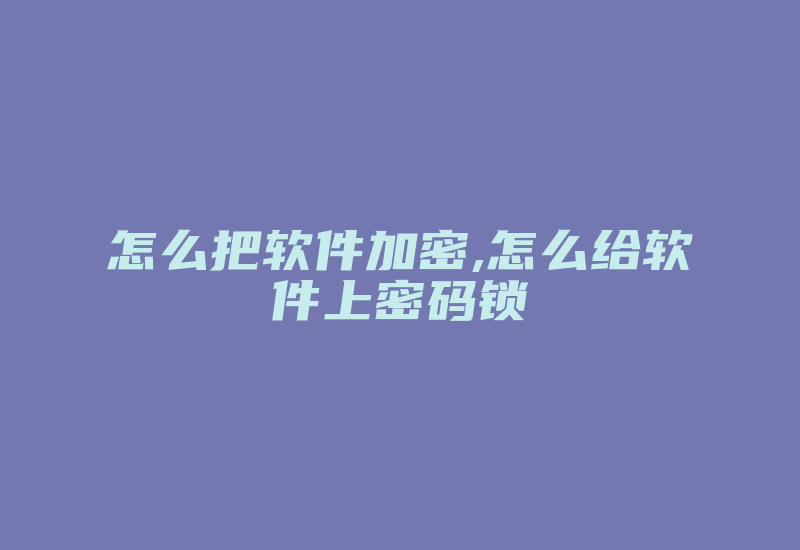 怎么把软件加密,怎么给软件上密码锁-加密狗模拟网