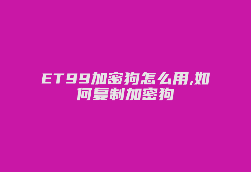 ET99加密狗怎么用,如何复制加密狗-加密狗模拟网