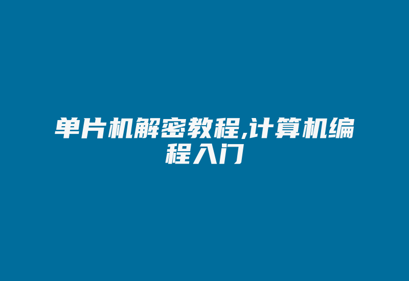 单片机解密教程,计算机编程入门-加密狗模拟网