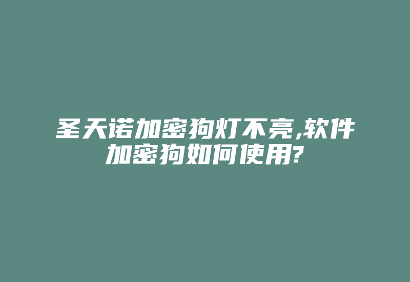 圣天诺加密狗灯不亮,软件加密狗如何使用?-加密狗模拟网