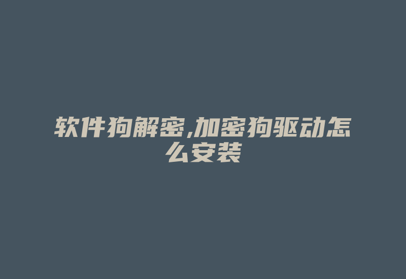 软件狗解密,加密狗驱动怎么安装-加密狗模拟网