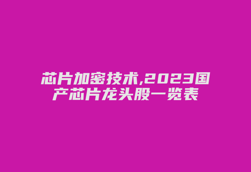 芯片加密技术,2023国产芯片龙头股一览表-加密狗模拟网