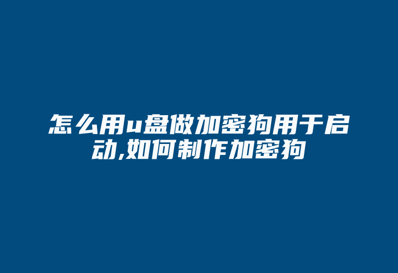 怎么用u盘做加密狗用于启动,如何制作加密狗-加密狗模拟网