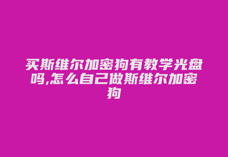 买斯维尔加密狗有教学光盘吗,怎么自己做斯维尔加密狗-加密狗模拟网